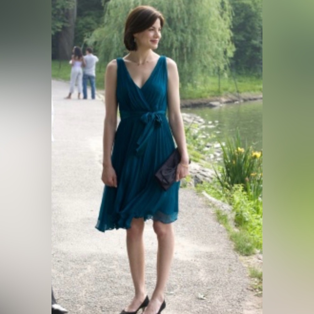 Rebecca Taylor Teal Pleated Mini Dress 100% Silk